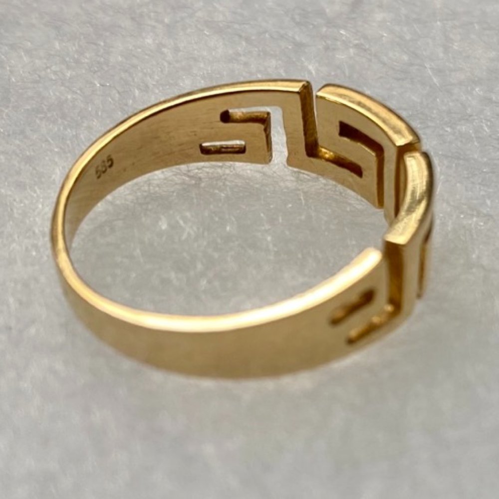 14k Yellow Gold Stackable Greek Symbol Ring, Size… - image 3
